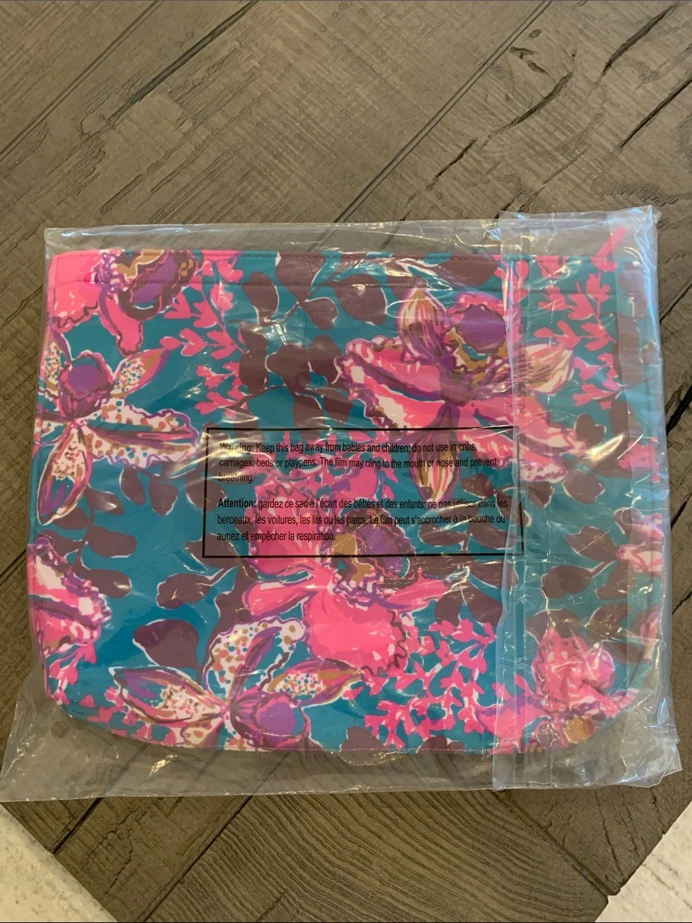 Lilly Pulitzer Teal & Hot Pink Floral Cosmetic Pouch